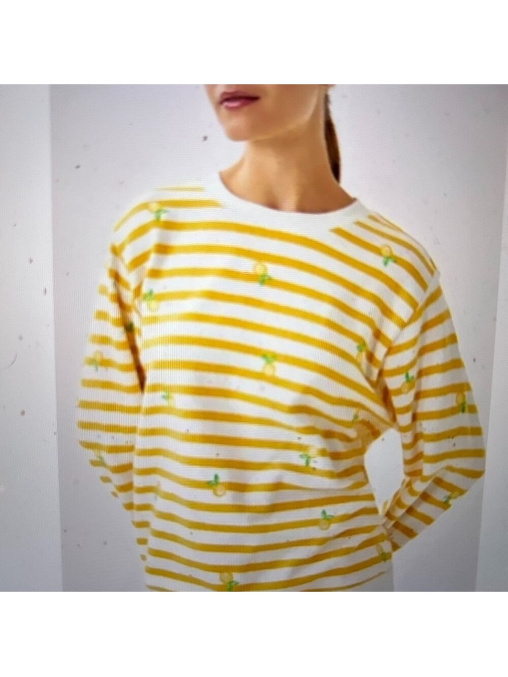 Lilly Pulitzer Ballad Sweatshirt Yellow White Striped Lemonade medium new